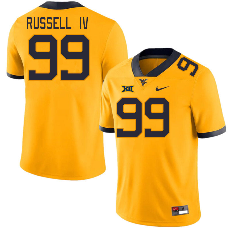 Men #99 Hammond Russell IV West Virginia Mountaineers College Football Jerseys Stitched Sale-Gold